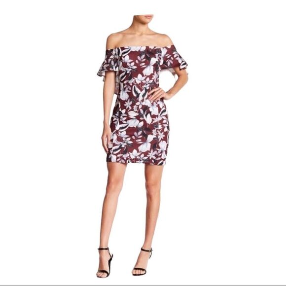 Alexia Admor Off The Shoulder Floral Sheath Midi Dress BNWT - Picture 2 of 4